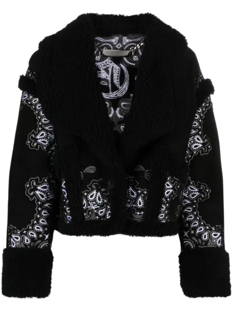 Philipp Plein paisley bandana shearling jacket