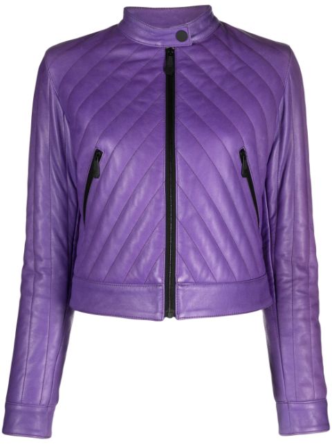 Philipp Plein matelasse leather biker jacket Women