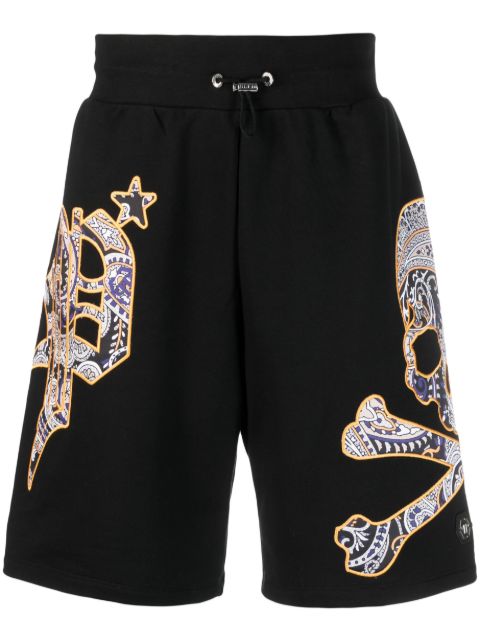 Philipp Plein skull-applique cotton bermuda shorts Men