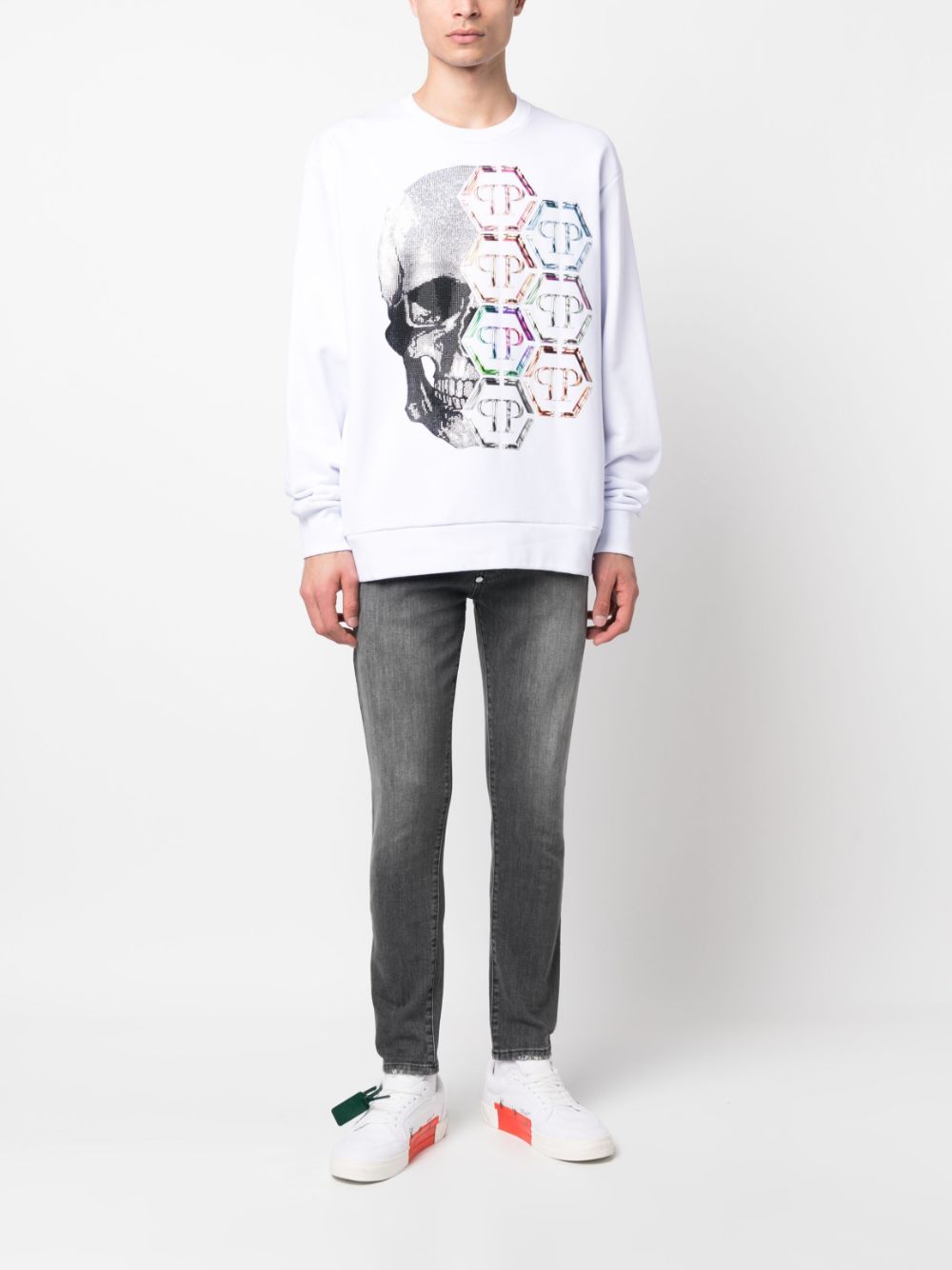 Philipp Plein Sweater met doodskopprint - Wit
