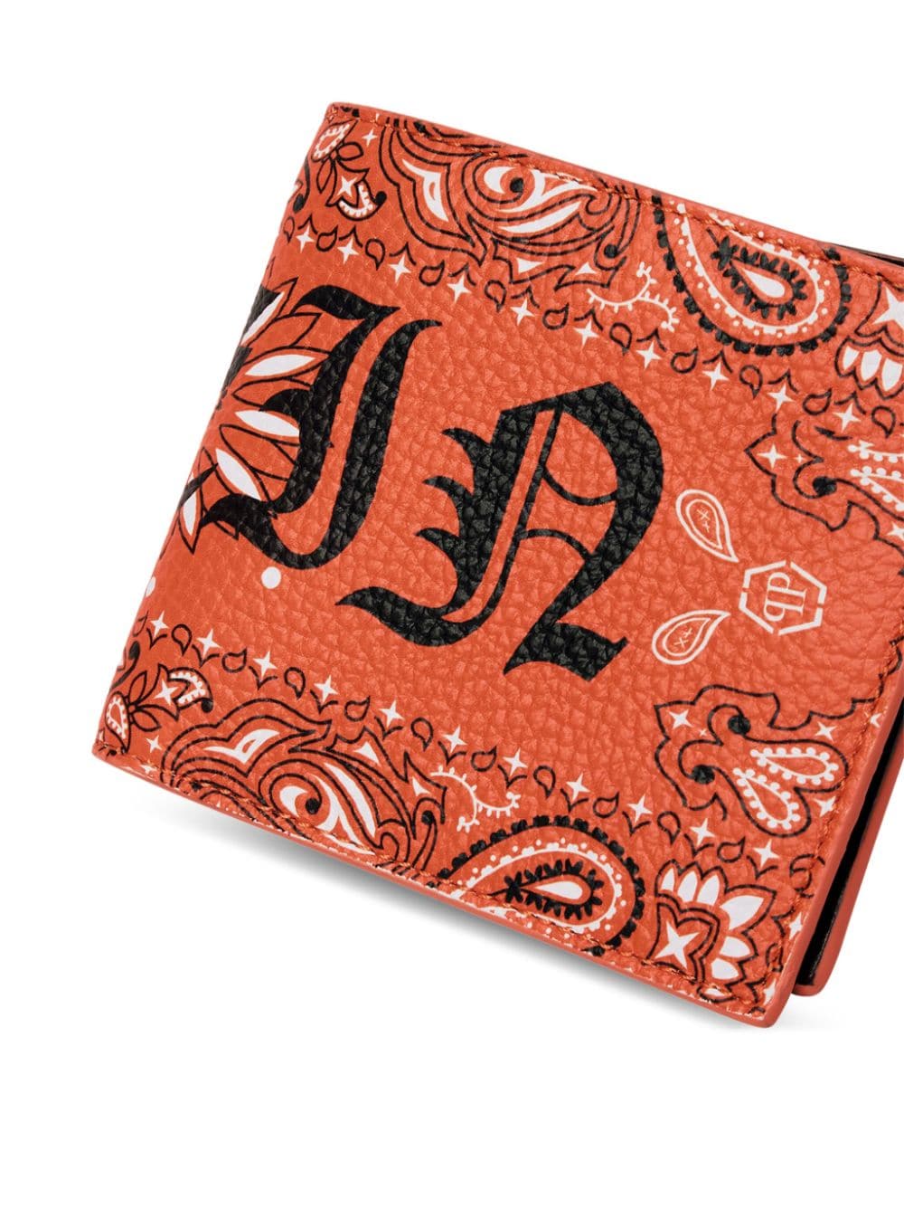 Shop Philipp Plein Gothic Plein Paisley-print Wallet In Orange