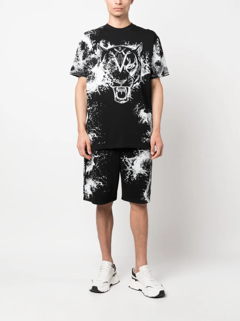 Plein Sport graphic-print cotton T-shirt - Zwart