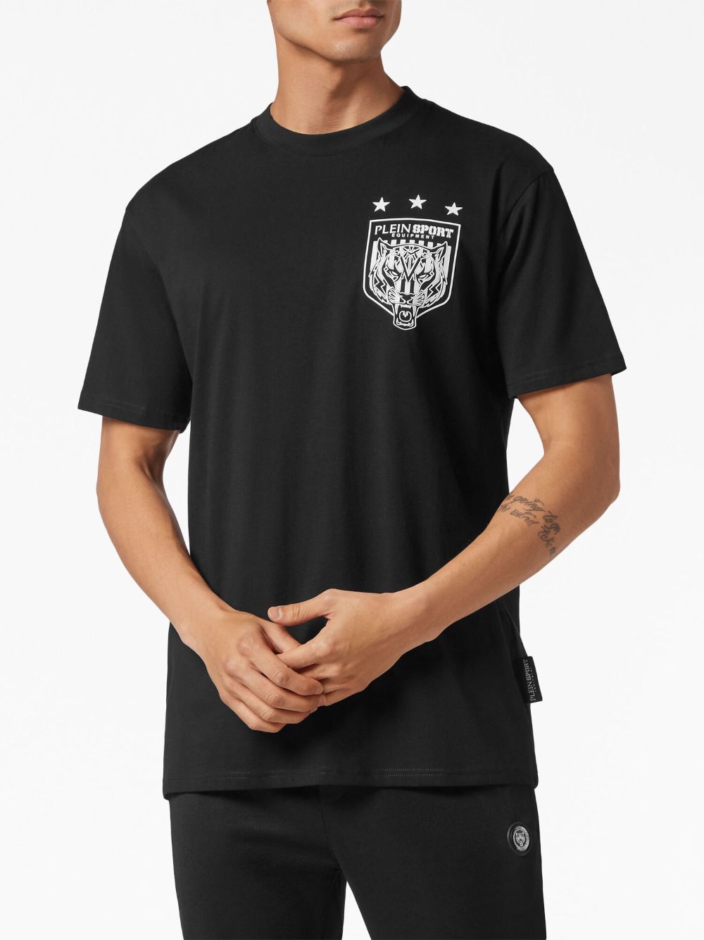 Shop Plein Sport Ss Tiger Crest-print T-shirt In Black
