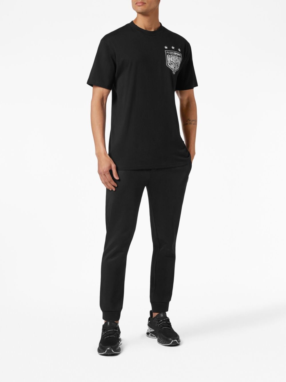 Shop Plein Sport Ss Tiger Crest-print T-shirt In Black