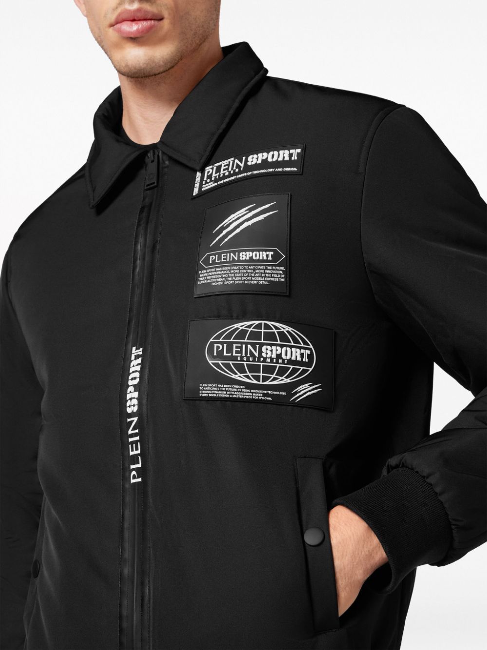 Shop Plein Sport Logo-patch Matte-finish Bomber Jacket In Black