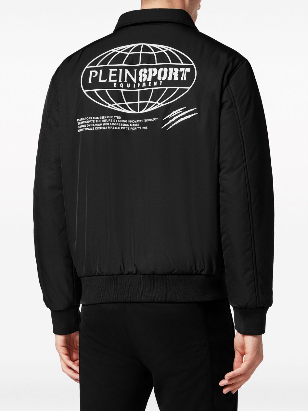 Shop Plein Sport Logo-patch Matte-finish Bomber Jacket In Black
