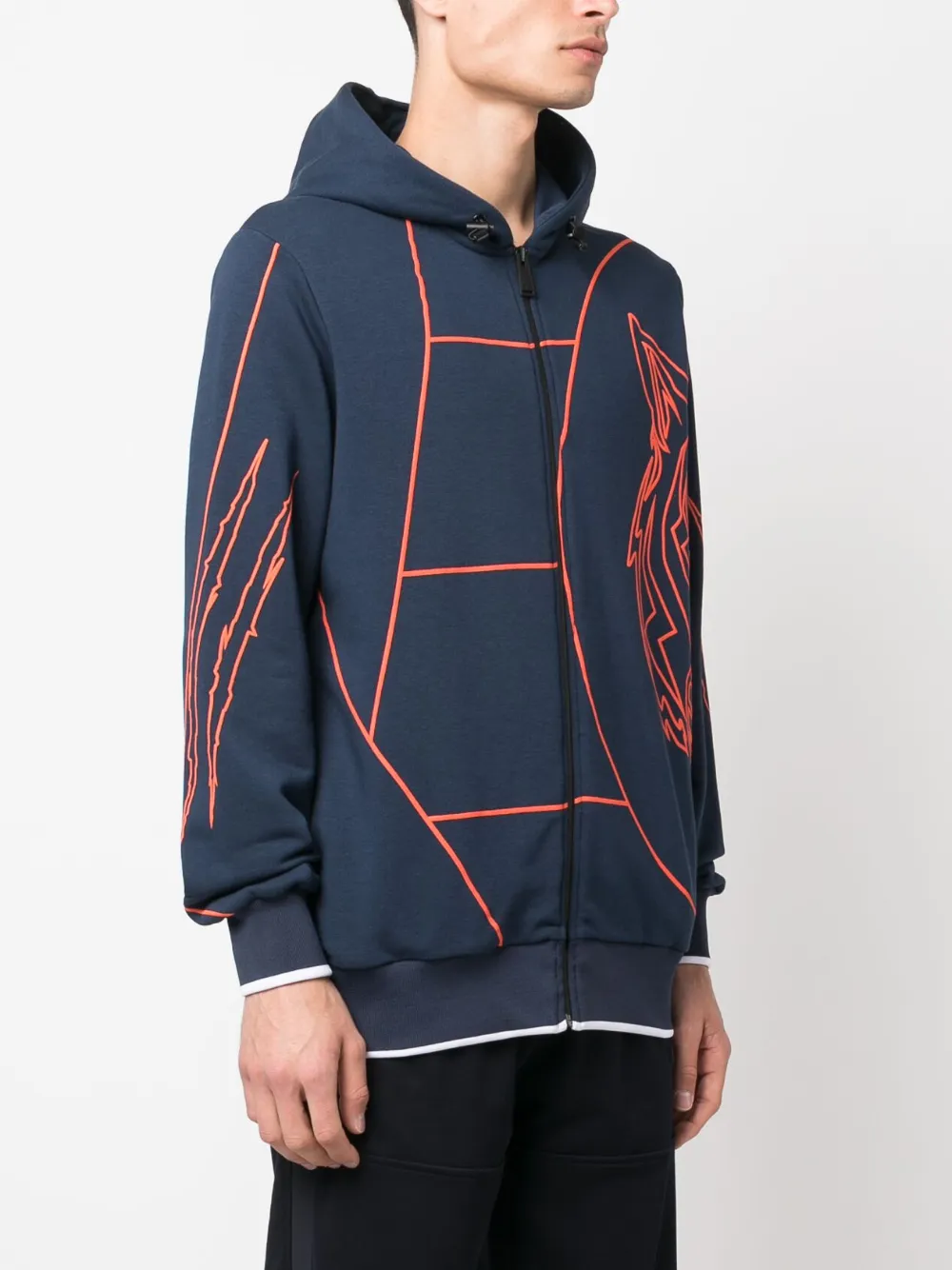 Plein Sport Graphic-print Hooded Jacket In Blue