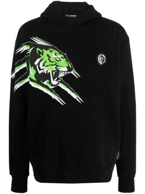 Plein Sport Tiger graphic-print cotton hoodie 