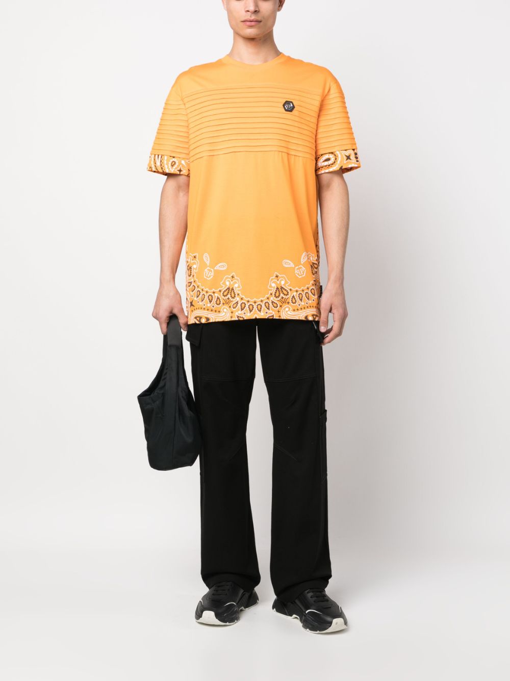 Shop Philipp Plein Bandana-print Short-sleeve T-shirt In Orange