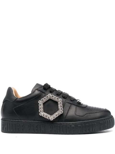 Philipp Plein crystal-detailed leather sneakers Women