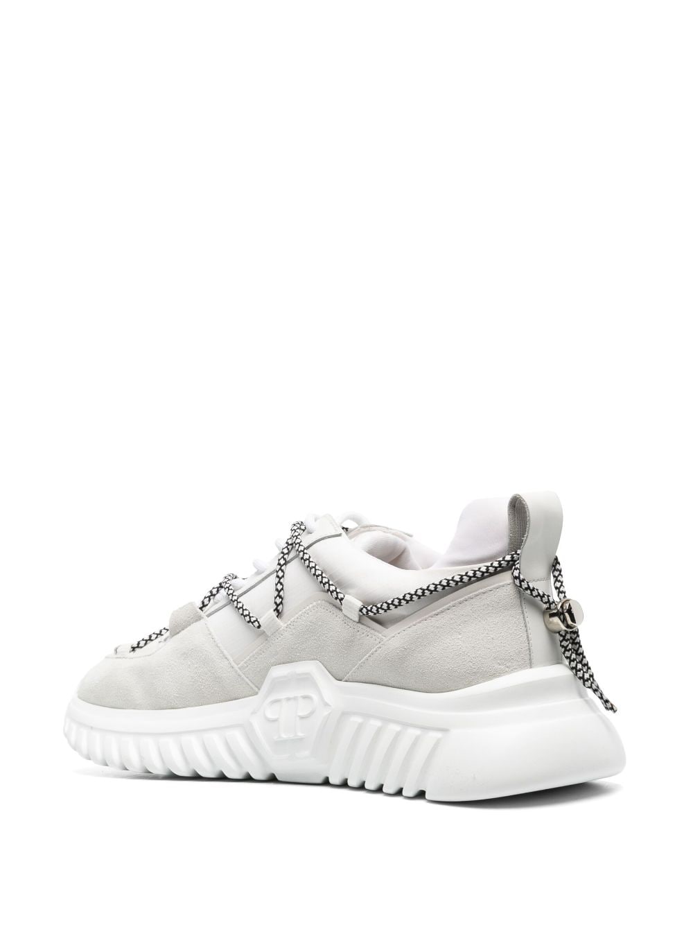 Shop Philipp Plein Suede-panelling Low-top Sneakers In White