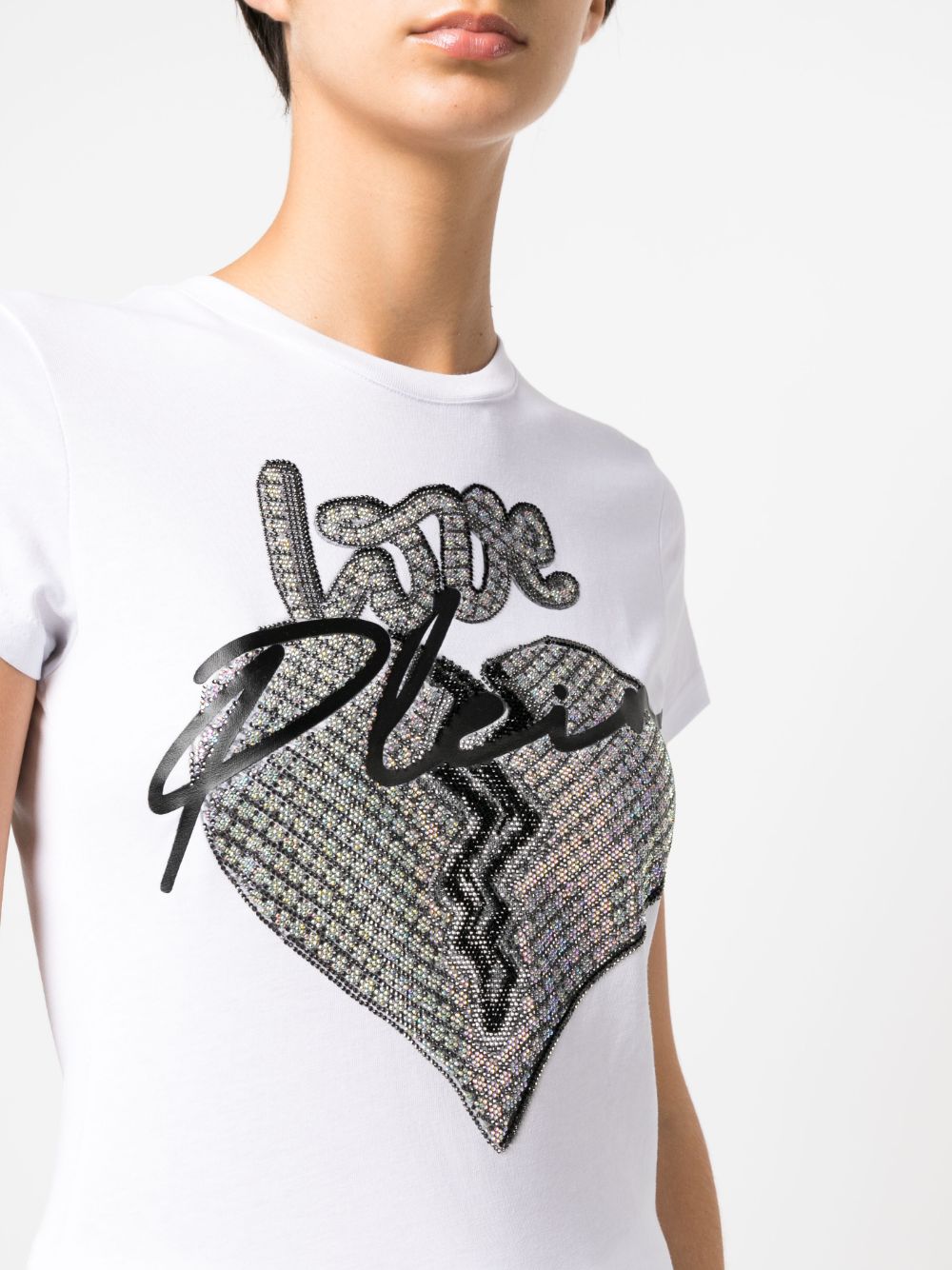 Shop Philipp Plein Love-print Short-sleeve T-shirt In White