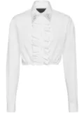 Philipp Plein cropped ruffled cotton shirt - White