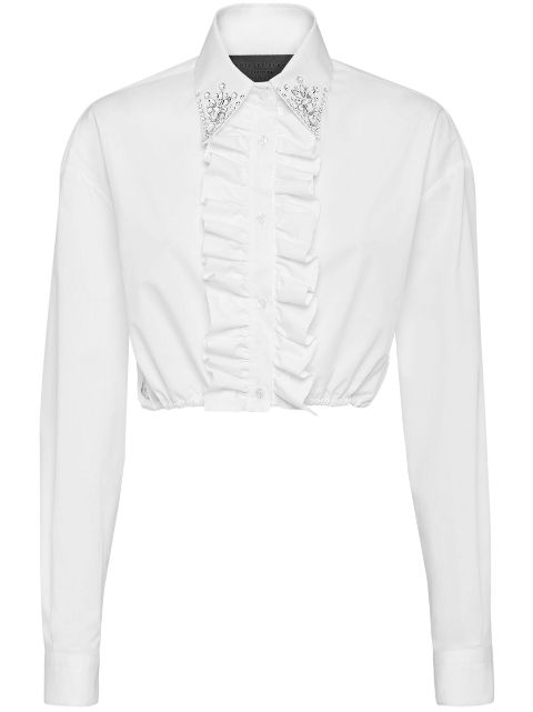 Philipp Plein cropped ruffled cotton shirt Women