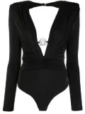 Philipp Plein logo-plaque open-back bodysuit - Black