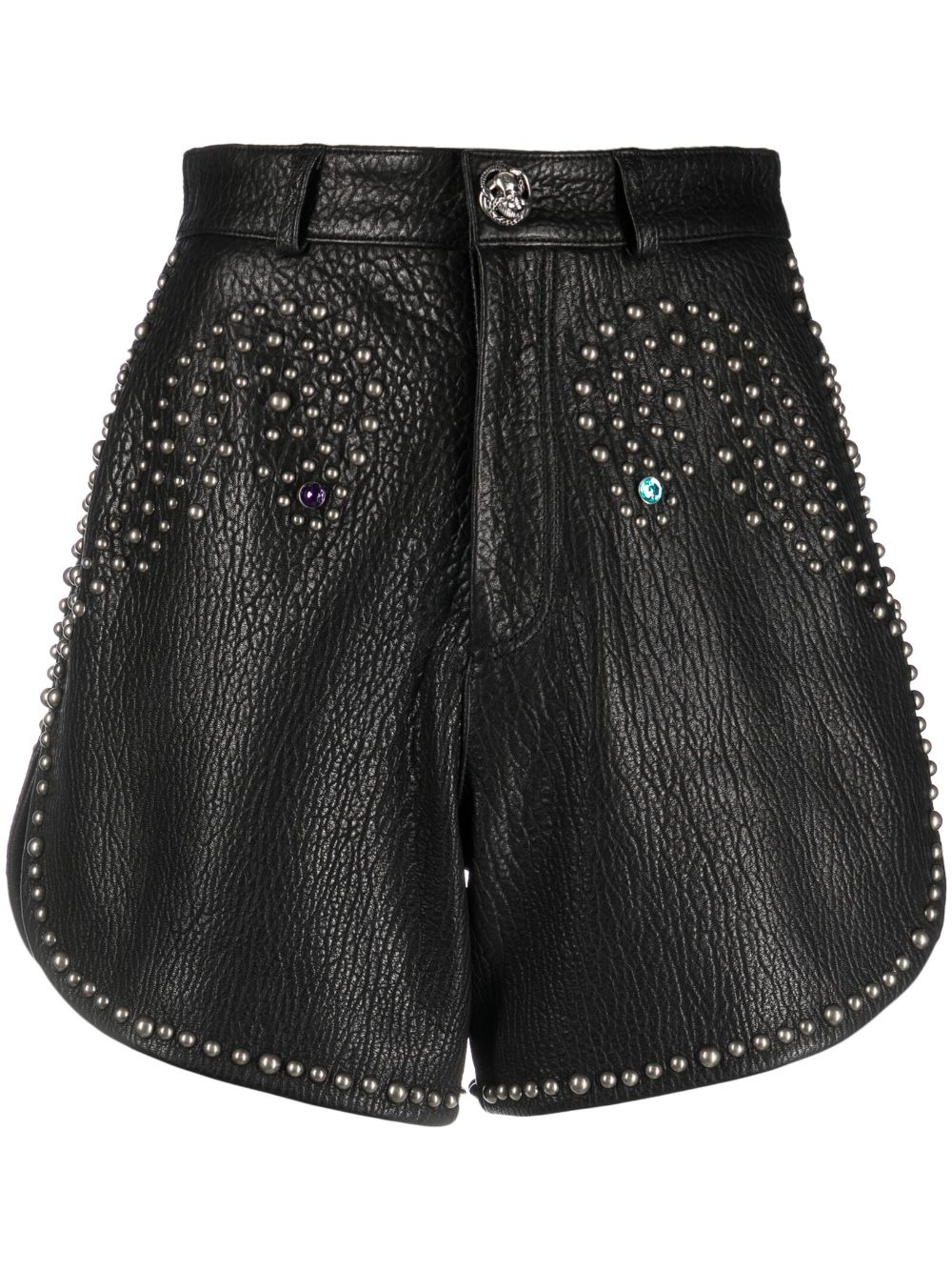 Philipp Plein stud-embellished leather hot pants Women