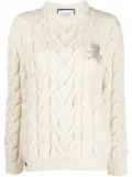 Philipp Plein long-sleeve cable-knit jumper - White