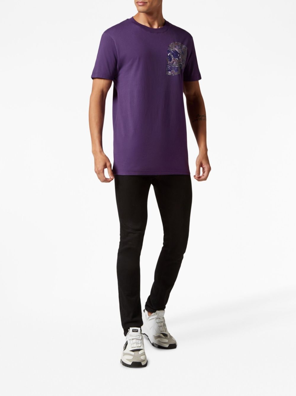 Shop Philipp Plein Logo-print Cotton T-shirt In Purple