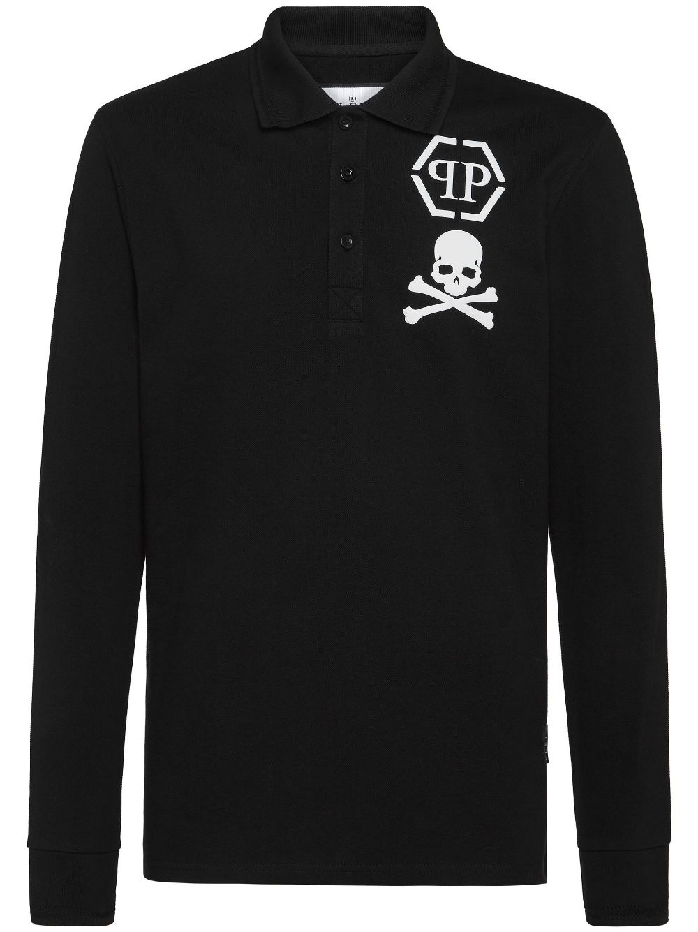 Philipp Plein Skull-print Cotton Polo Shirt In Schwarz