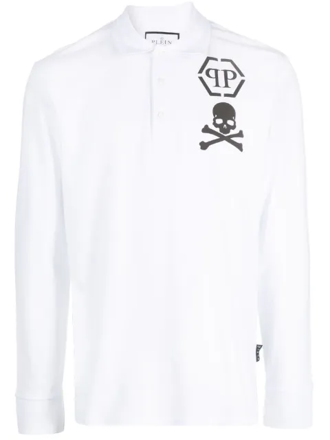 Philipp Plein logo-print long-sleeved polo shirt 