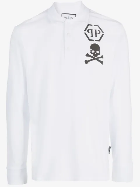 Philipp Plein playera tipo polo manga larga con logo
