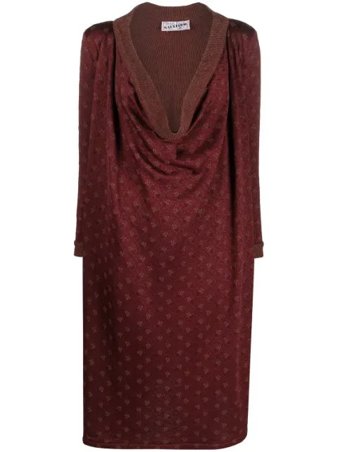 Jean Paul Gaultier Pre-Owned فستان صوف برقبة عالية واسعة وزهور من التسعينيات