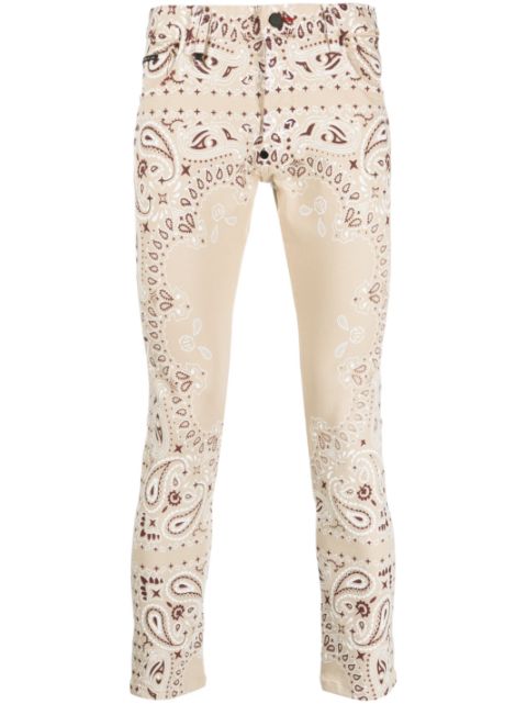 Philipp Plein paisley bandana-print skinny-cut trousers Men