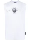 Plein Sport logo-print cotton tank top - White