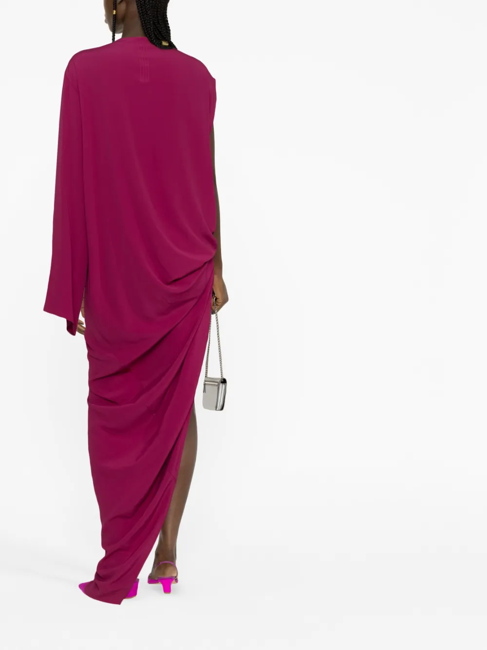 Shop Rick Owens Asymmetric Gathered Maxi Dress In Pink