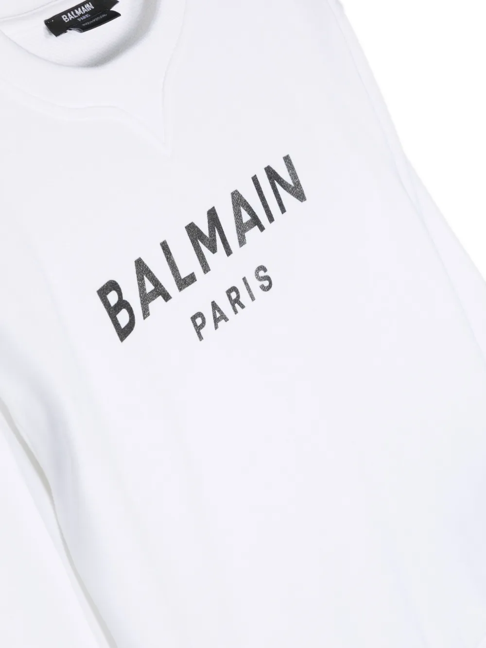 Shop Balmain Logo-print Cotton Sweatshirt In White