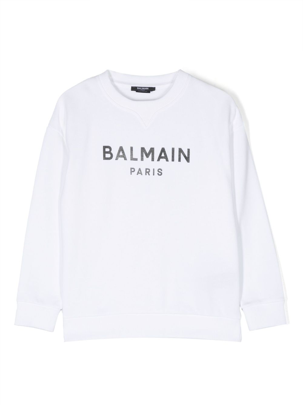 Shop Balmain Logo-print Cotton Sweatshirt In White