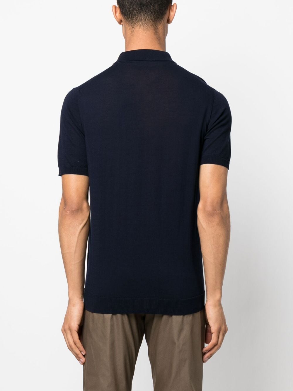 Shop Nuur Fine-knit Polo Shirt In Blue