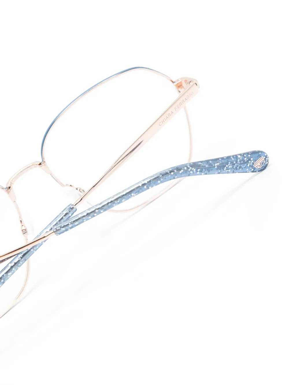  Chiara Ferragni Square-frame Glitter Glasses - Gold 