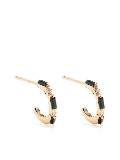 Suzanne Kalan 18kt yellow gold black sapphire hoops