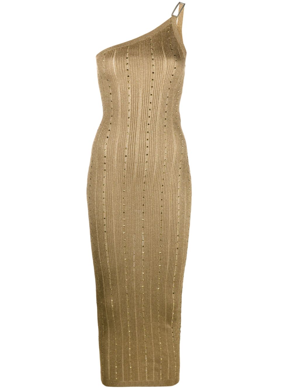 Alessandra Rich crystal-embellished ribbed-knit midi dress - Gold