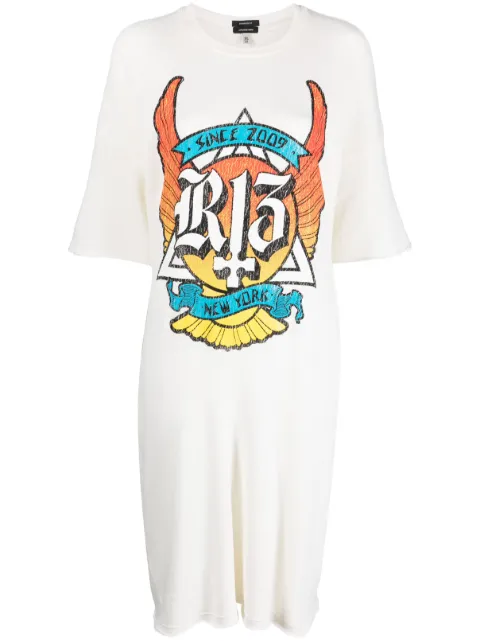 R13 vestido estilo playera con logo estampado