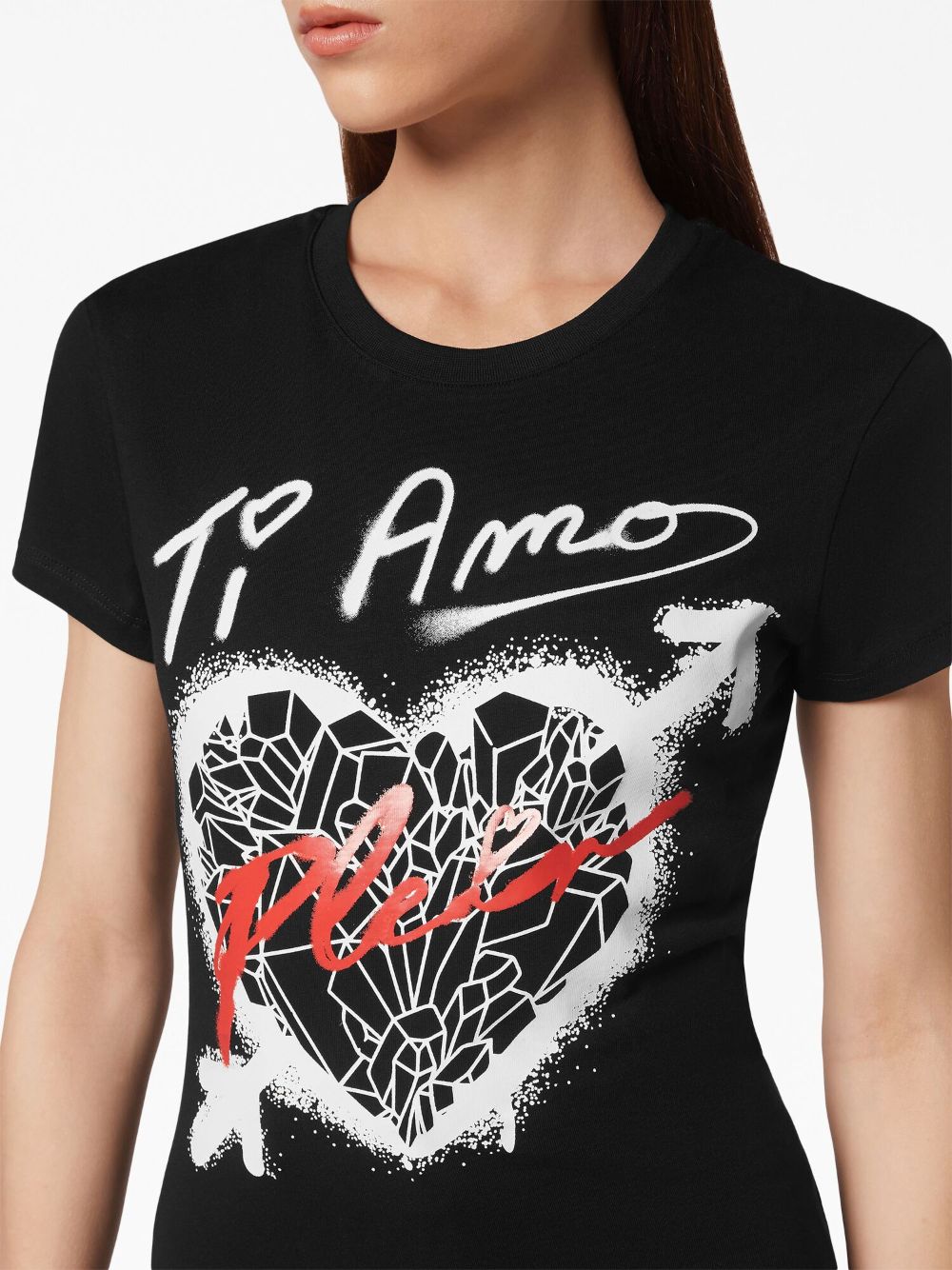 Shop Philipp Plein Sexy Pure Fit Heart-print T-shirt In Black