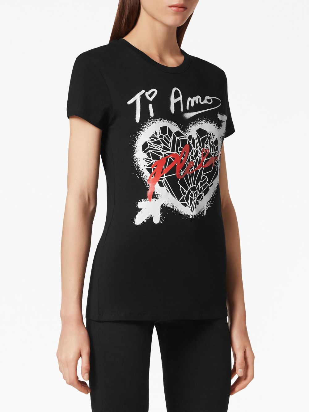 Shop Philipp Plein Sexy Pure Fit Heart-print T-shirt In Black