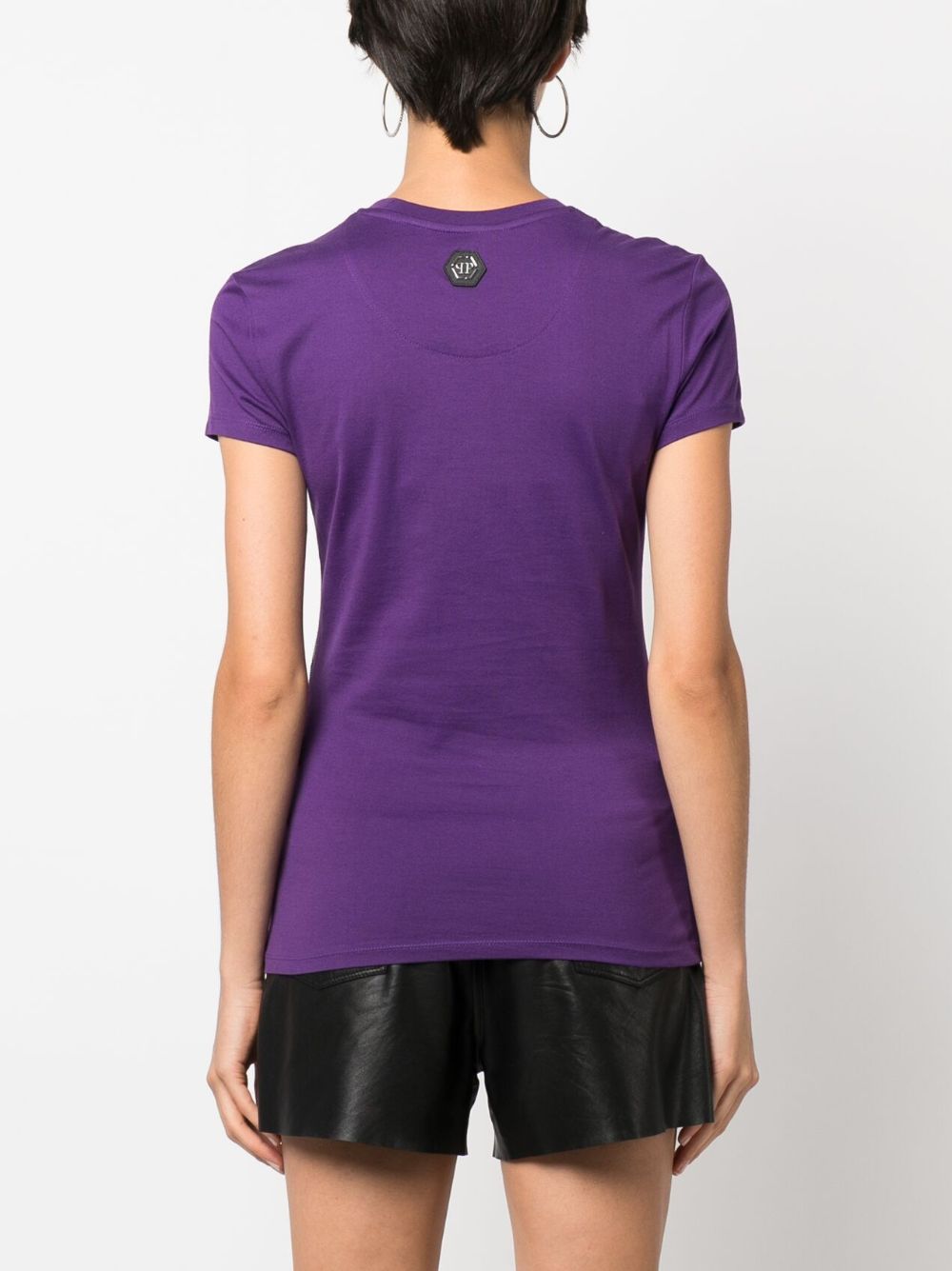 Shop Philipp Plein Teddy Bear Rhinestone-embellished T-shirt In Purple