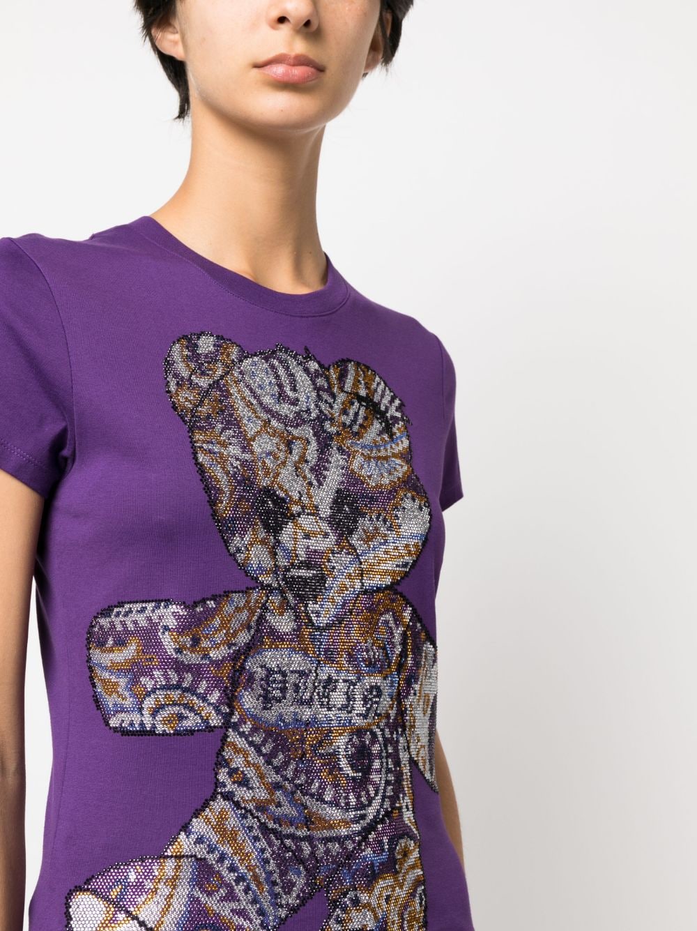 Shop Philipp Plein Teddy Bear Rhinestone-embellished T-shirt In Purple