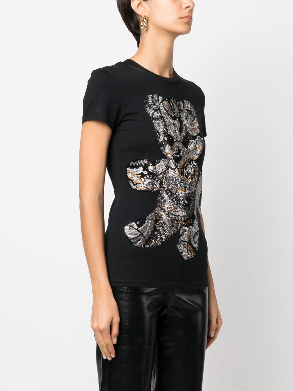 Shop Philipp Plein Teddy Bear Rhinestone-embellished T-shirt In Black