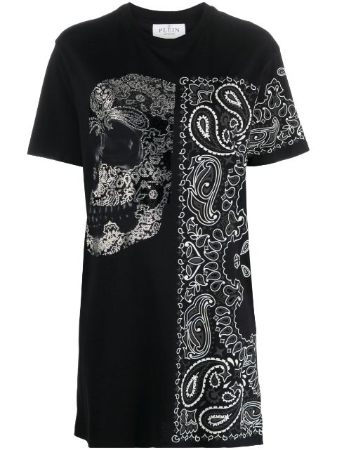 Philipp Plein paisley-skull T-shirt dress Women