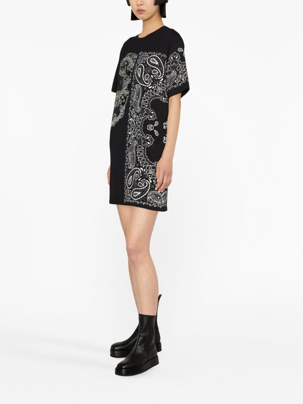 Shop Philipp Plein Paisley-skull T-shirt Dress In Black