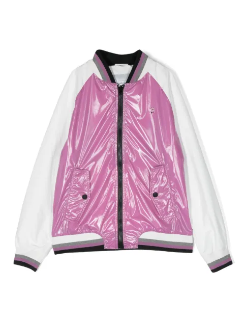Herno Kids logo-print panelled bomber jacket