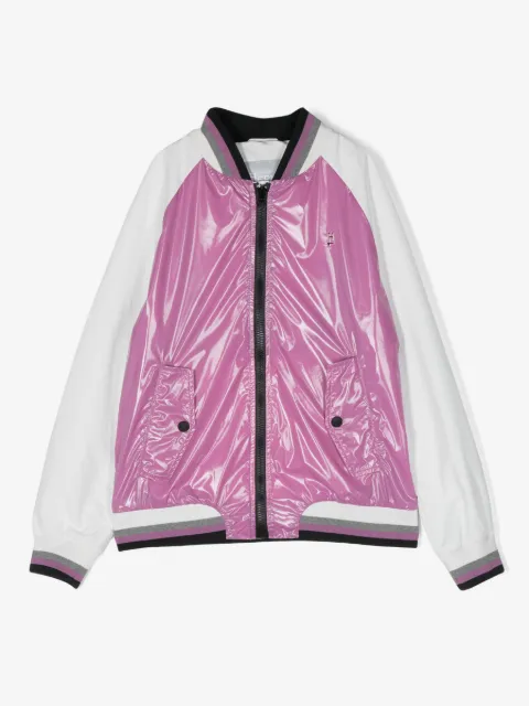 Herno Kids logo-print panelled bomber jacket