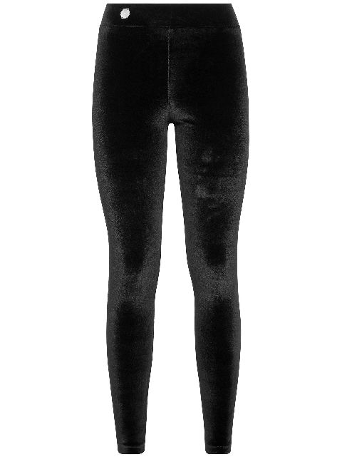 Philipp Plein logo-plaque velvet leggings Women