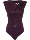 Philipp Plein crystal-embellished bodysuit - Purple