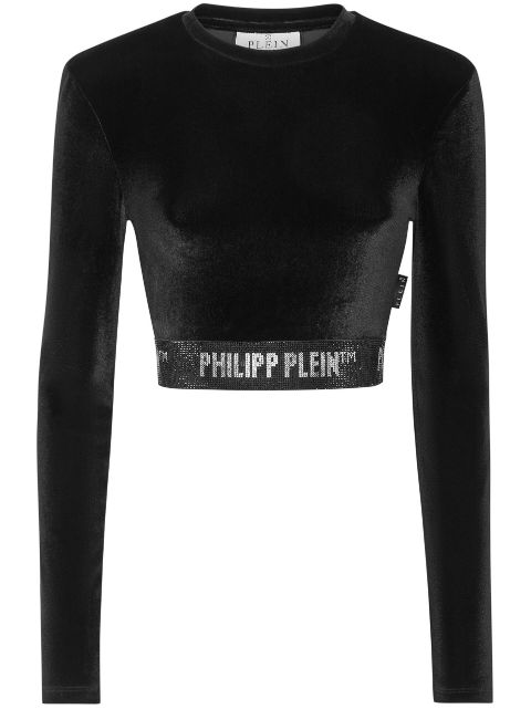 Philipp Plein long-underband velvet crop top Women