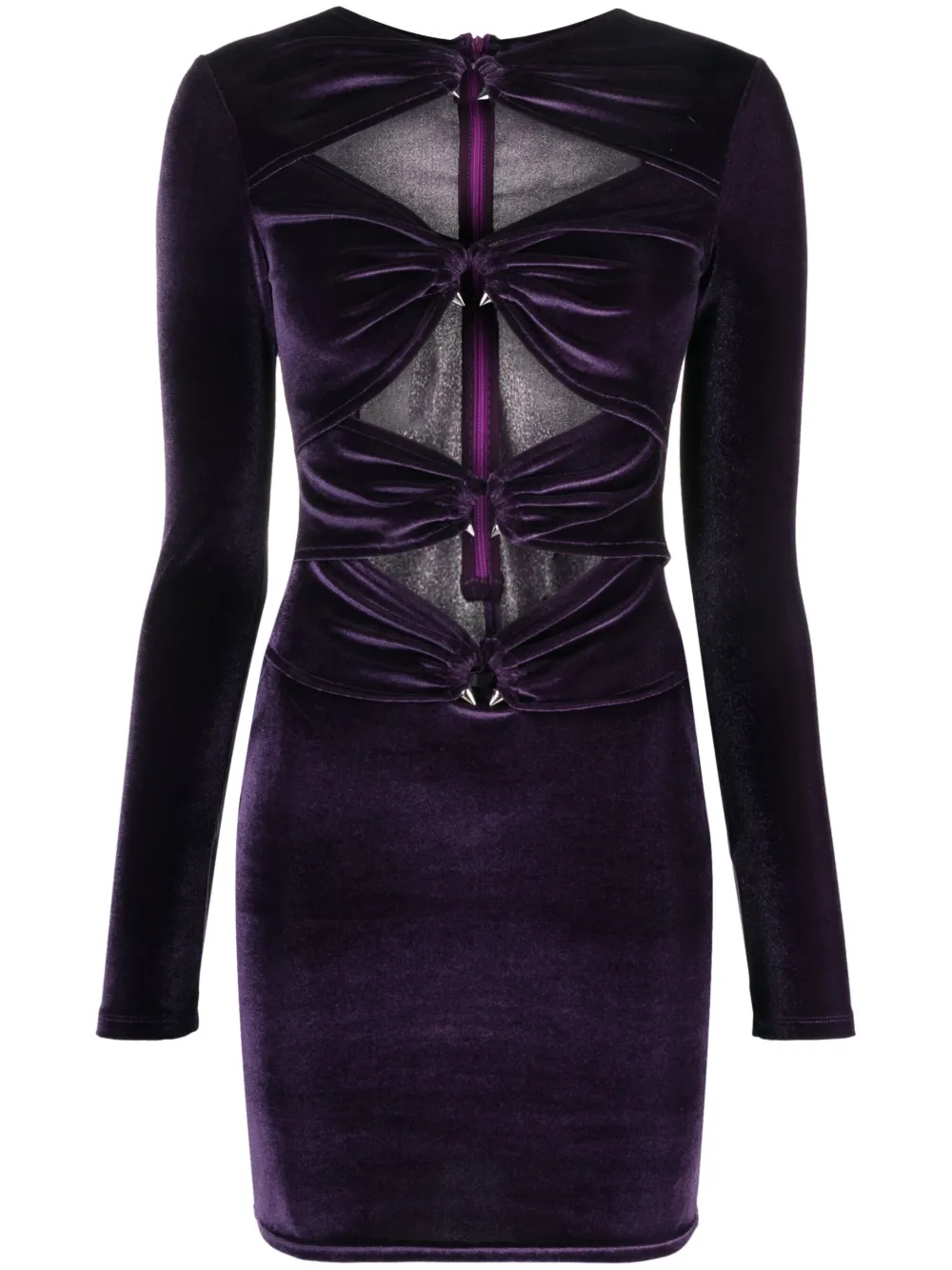 Philipp Plein cut-out velour mini dress | Purple | Image 1