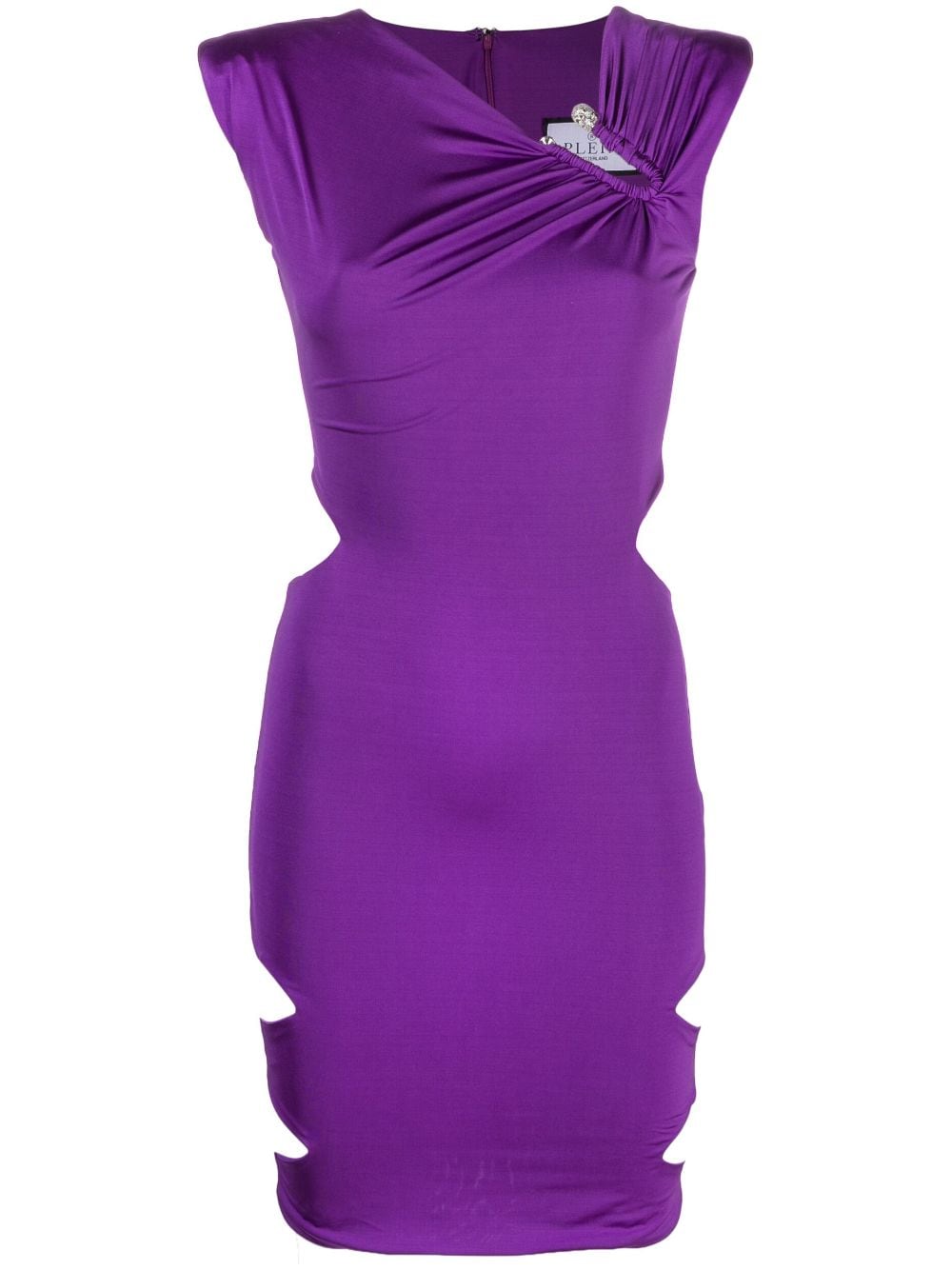 Philipp Plein Gathered-detail Cut-out Dress In Purple
